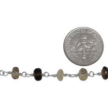 Load image into Gallery viewer, Brass Silver Plated 5.70mm Width by 3.00mm Length Natural Hand Cut Quartz, Gem Stone Chain. Price per: 1 Inch.