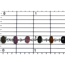 Load image into Gallery viewer, Brass Silver Plated 5.65mm Width by 3.05mm Length Natural Hand Cut Multi Tourmaline Stone, Gem Stone Chain. Price per: 1 Inch.