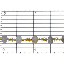 Load image into Gallery viewer, Brass Gold Plated 5.75mm Width by 3.50mm Length Natural Hand Cut Black Rutilated Quartz, Gem Stone Chain. Price per: 1 Inch.