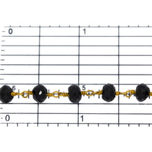 Load image into Gallery viewer, Brass Gold Plated 5.65mm Width by 3.50mm Length Natural Hand Cut Black Spinel Stone, Gem Stone Chain. Price per: 1 Inch.