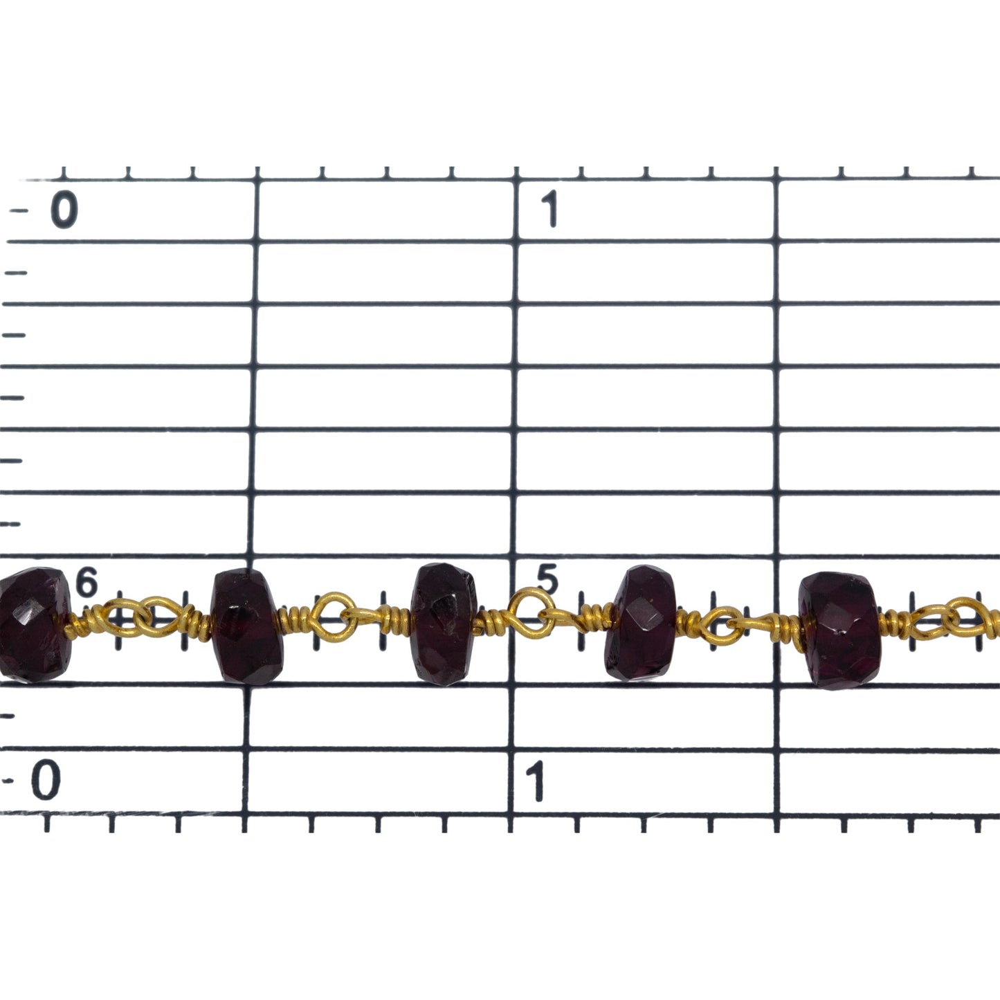 Brass Gold Plated 5.7mm Width by 3.6mm Length Natural Hand Cut Garnet Stone, Gem Stone Chain. Price per: 1 Inch.