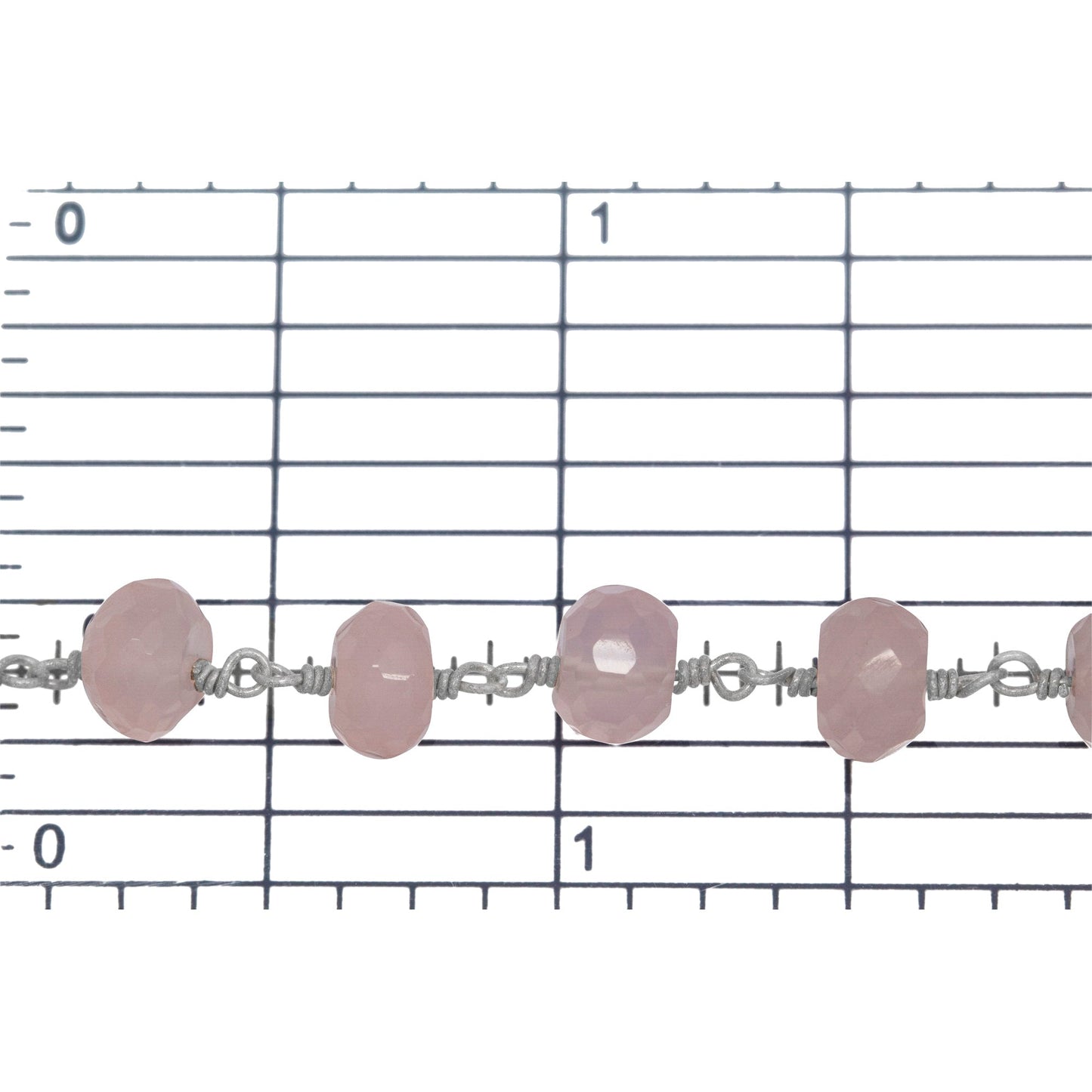 Brass Silver Plated 6.2mm Width by 4.5mm Length Natural Hand Cut Rose Calcite Stone, Gem Stone Chain. Price per: 1 Inch.