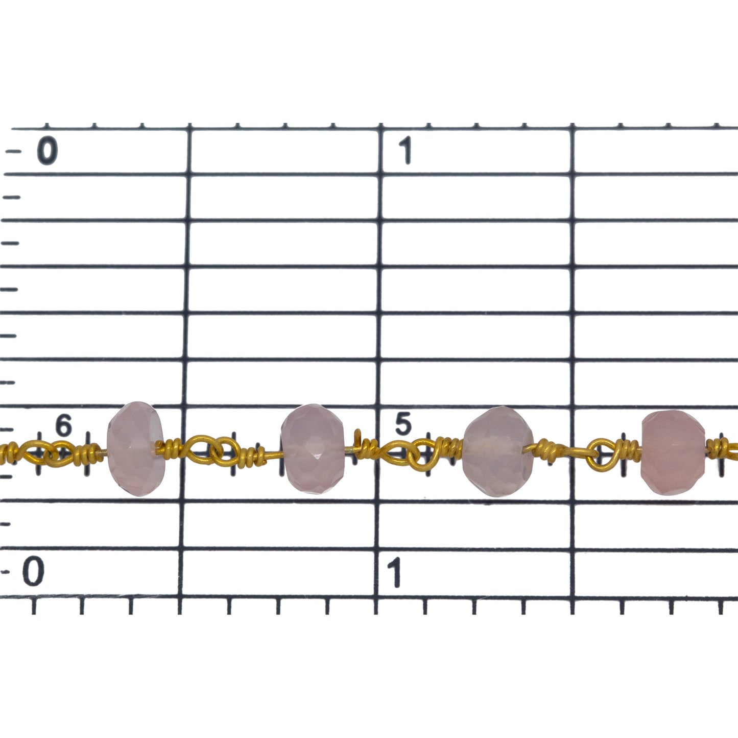 Brass Gold Plated 6.2mm Width by 4.5mm Length Natural Hand Cut Rose Calcite Stone, Gem Stone Chain. Price per: 1 Inch.