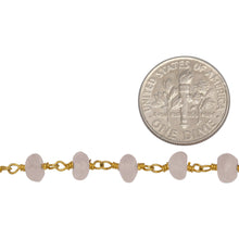 Load image into Gallery viewer, Brass Gold Plated 6.3mm Width by 4.0mm Length Natural Hand Cut Rose Quartz, Gem Stone Chain. Price per: 1 Inch.