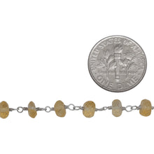 Load image into Gallery viewer, Brass Silver Plated 4.90mm Width by 2.75mm Length Natural Hand Cut Citrine Stone, Gem Stone Chain. Price per: 1 Inch.
