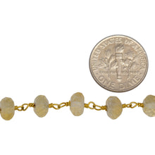 Load image into Gallery viewer, Brass Gold Plated 4.90mm Width by 2.75mm Length Natural Hand Cut Citrine Stone, Gem Stone Chain. Price per: 1 Inch.