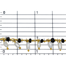 Load image into Gallery viewer, Brass Gold Plated 3.68mm Width by 2.72mm Length Natural Hand Cut Black Spinel Stone, With One of 2.50mm Width by 3.80mm Length Rice Pearl Hanging off the Chain, Gem Stone Chain. Price per: 1 Inch.