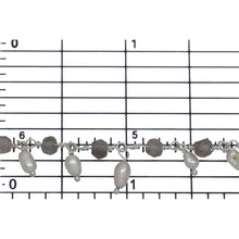 Load image into Gallery viewer, Brass Silver Plated 3.73mm Width by 2.85mm Length Natural Hand Cut Smoky Topaz Stone, With One of 3.13mm Width by 3.88mm Length Rice Pearl Hanging off the Chain, Gem Stone Chain. Price per: 1 Inch.