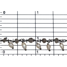 Load image into Gallery viewer, Brass Oxidized 3.73mm Width by 2.85mm Length Natural Hand Cut Smoky Topaz Stone, With One of 3.13mm Width by 3.88mm Length Rice Pearl Hanging off the Chain, Gem Stone Chain. Price per: 1 Inch.