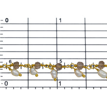 Load image into Gallery viewer, Brass Gold Plated 3.73mm Width by 2.85mm Length Natural Hand Cut Smoky Topaz Stone, With One of 3.13mm Width by 3.88mm Length Rice Pearl Hanging off the Chain, Gem Stone Chain. Price per: 1 Inch.