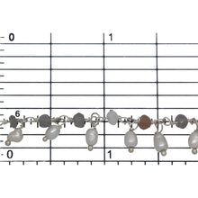 Load image into Gallery viewer, Brass Silver Plated 3.60mm Width by 2.80mm Length Natural Hand Cut Morse Moon Stone, With One of 3.10mm Width by 3.85mm Length Rice Pearl Hanging off the Chain, Gem Stone Chain. Price per: 1 Inch.