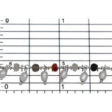 Load image into Gallery viewer, Brass Silver Plated 3.44mm Width by 2.80mm Length Natural Hand Cut Multicolor Stone, With One of 3.10mm Width by 3.85mm Length Rice Pearl Hanging off the Chain, Gem Stone Chain. Price per: 1 Inch.