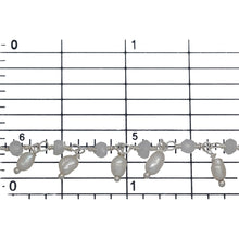 Load image into Gallery viewer, Brass Silver Plated 3.15mm Width by 2.45mm Length Natural Hand Cut Rainbow Moon Stone, With One of 3.15mm Width by 3.95mm Length Rice Pearl Hanging off the Chain, Gem Stone Chain. Price per: 1 Inch.