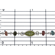 Load image into Gallery viewer, Brass Silver Plated 3.50mm Width by 2.60mm Length Natural Hand Cut Tourmaline MultiStone Chain, With MultiStone Bazel Set Connected by 3.16mm Width / Length Smooth Circle on each side, Every 3 Inches, Bazel Set Chain. Price per: 1 Inch.