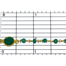 Load image into Gallery viewer, Sterling Silver 3.25mm Width by 2.50mm Length Natural Hand Cut Green Onyx Stone With 8.1mm Width / Length Green Onyx Round Bezel Set Connected by 3.10mm Width / Length Smooth Circle On Each Side, Every 3 Inches, Bezel Set Chain. Price per: 1 Inch.