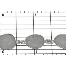 Load image into Gallery viewer, Sterling Silver 12.0mm Width / Length approximately Rainbow Moon Stone Fancy Bezel Set Connected by 3.35mm Width / Length Smooth Circle On Each Side, Followed by 3.8mm Width / Length Smooth Circle Link, Bezel Set Chain. Price per: 1 Inch.