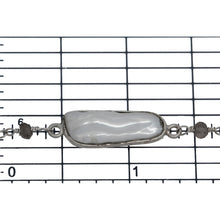 Load image into Gallery viewer, Brass Silver Plated 3.15mm Width by 2.87mm Length Hand Cut Smoky Quartz, Followed by 7.40mm Width by 19.03mm Length approximately Biwa Pearl Bezel Set, Gem Stone Chain. Price per: 1 Inch.