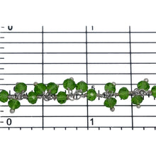 Load image into Gallery viewer, Brass Silver Plated 3.50mm Width by 2.65mm Length Natural Hand Cut Peridot Quartz, With Two of 3.50mm Width by 2.65mm Length Peridot Quartz Hanging off the Chain, Gem Stone Chain. Price per: 1 Inch.