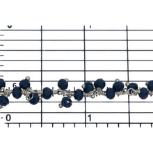 Load image into Gallery viewer, Brass Silver Plated 3.40mm Width by 2.75mm Length Natural Hand Cut Sodolite Stone, With Two of 3.40mm Width by 2.75mm Length Sodolite Stone Hanging off the Chain, Gem Stone Chain. Price per: 1 Inch.