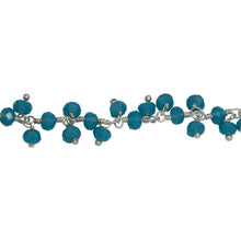 Load image into Gallery viewer, Chain by Foot. Brass Silver Plated 3.36mm Width by 2.91mm Length Natural Hand Cut Turquoise Stone, With Two of 3.60mm Width by 2.80mm Length Turquoise Stone Hanging off the Chain, Gem Stone Chain. Price per: 1 Inch.