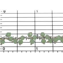 Load image into Gallery viewer, Brass Silver Plated 3.60mm Width by 2.91mm Length Natural Hand Cut Teal Calcite Stone, With Two of 3.52mm Width by 2.80mm Length Teal Calcite Stone Hanging off the Chain, Gem Stone Chain. Price per: 1 Inch.