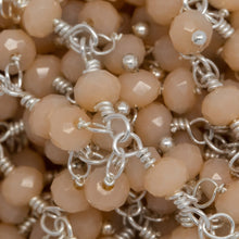 Load image into Gallery viewer, Brass Silver Plated 3.60mm Width by 2.81mm Length Natural Hand Cut Opal Stone, With Two of 3.68mm Width by 2.80mm Length Opal Stone Hanging off the Chain, Gem Stone Chain. Price per: 1 Inch.