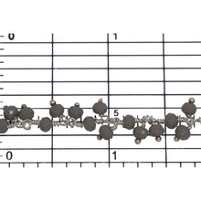 Load image into Gallery viewer, Brass Silver Plated 3.60mm Width by 2.80mm Length Natural Hand Cut Gray Chalcedony Stone, With Two of 3.58mm Width by 2.80mm Length Gray Chalcedony Stone Hanging off the Chain, Gem Stone Chain. Price per: 1 Inch.