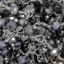 Load image into Gallery viewer, Brass Silver Plated 3.64mm Width by 2.97mm Length Natural Hand Cut Pyrite Stone, With Two of 3.41mm Width by 2.55mm Length Pyrite Stone Hanging off the Chain, Gem Stone Chain. Price per: 1 Inch.