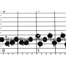 Load image into Gallery viewer, Brass Silver Plated 3.46mm Width by 2.76mm Length Natural Hand Cut Black Shade - Quartz, With Two of 3.46mm Width by 2.76mm Length Black Quartz Hanging off the Chain, Gem Stone Chain. Price per: 1 Inch.