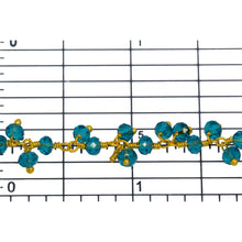 Load image into Gallery viewer, Brass Gold Plated 3.46mm Width by 2.46mm Length Natural Hand Cut London Blue Topaz Shade - Quartz, With Two of 3.46mm Width by 2.46mm Length London Blue Topaz Quartz Hanging off the Chain, Gem Stone Chain. Price per: 1 Inch.