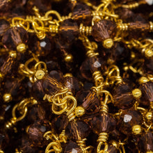 Load image into Gallery viewer, Brass Gold Plated 3.46mm Width by 2.46mm Length Natural Hand Cut Garnet Stone, With Two of 3.46mm Width by 2.46mm Length Garnet Stone Hanging off the Chain, Gem Stone Chain. Price per: 1 Inch.