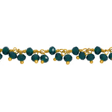 Load image into Gallery viewer, Chain by Foot. Brass Gold Plated 3.46mm Width by 2.46mm Length Natural Hand Cut Green Aventurine Stone, With Two of 3.46mm Width by 2.46mm Length Green Aventurine Stone Hanging off the Chain, Gem Stone Chain. Price per: 1 Inch.