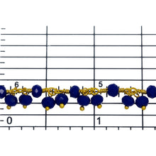 Load image into Gallery viewer, Brass Gold Plated 3.67mm Width by 2.85mm Length Natural Hand Cut Lapis Stone, With Two of 3.40mm Width by 2.59mm Length Lapis Stone Hanging off the Chain, Gem Stone Chain. Price per: 1 Inch.