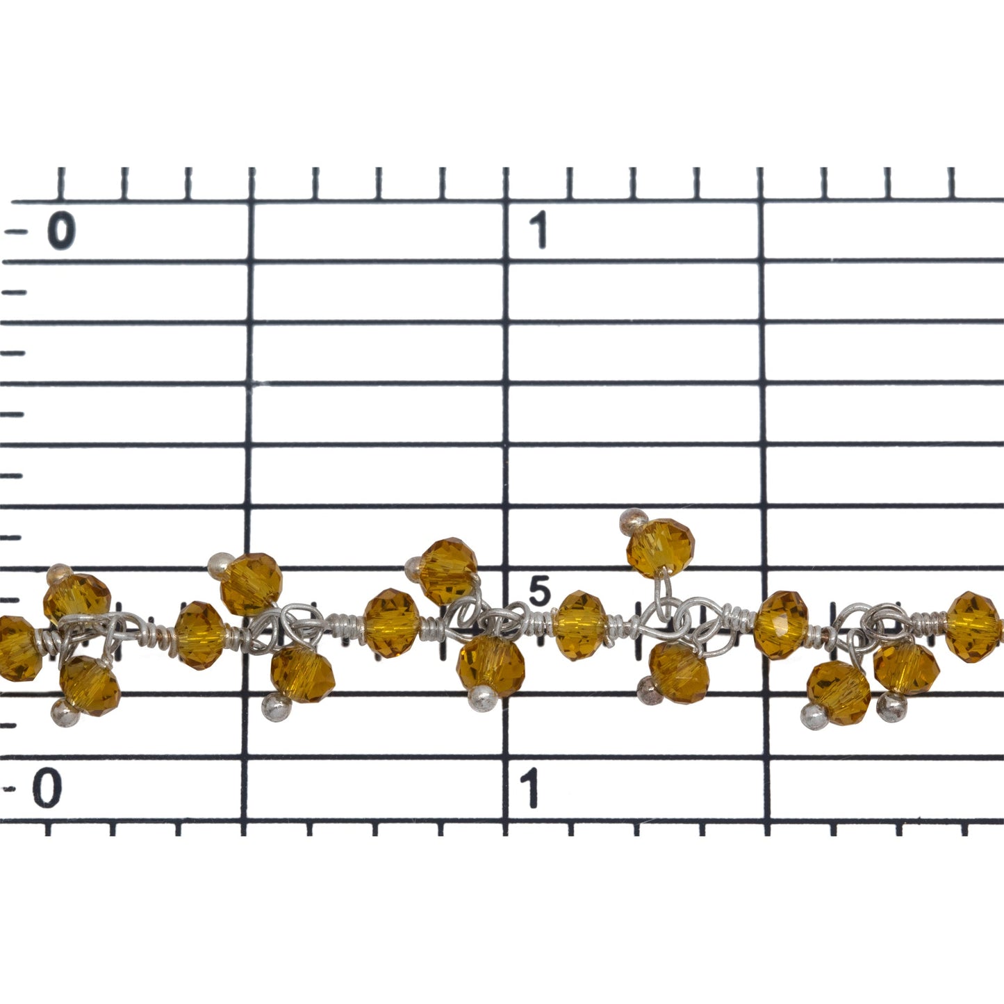 Brass Silver Plated 3.1mm Width by 2.79mm Length Natural Hand Cut Citrine Stone, With Two of 3.1mm Width by 2.79mm Length Citrine Stone Hanging off the Chain, Gem Stone Chain. Price per: 1 Inch.