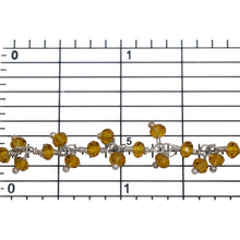 Load image into Gallery viewer, Brass Silver Plated 3.1mm Width by 2.79mm Length Natural Hand Cut Citrine Stone, With Two of 3.1mm Width by 2.79mm Length Citrine Stone Hanging off the Chain, Gem Stone Chain. Price per: 1 Inch.