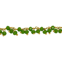 Load image into Gallery viewer, Chain by Foot. Brass Gold Plated 3.67mm Width by 2.75mm Length Natural Hand Cut Vessonite Stone, With Two of 3.67mm Width by 2.75mm Length Vessonite Stone Hanging off the Chain, Gem Stone Chain. Price per: 1 Inch.