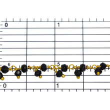 Load image into Gallery viewer, Brass Gold Plated 3.35mm Width by 2.35mm Length Natural Hand Cut Black Spinel Stone, With One of 3.35mm Width by 2.35mm Length Black Spinel Stone Hanging off the Chain, Gem Stone Chain. Price per: 1 Inch.