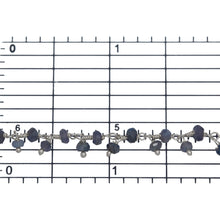 Load image into Gallery viewer, Brass Silver Plated 3.53mm Width by 2.43mm Length Natural Hand Cut Iolite Stone, With One of 2.88mm Width by 2.33mm Length Iolite Stone Hanging off the Chain, Gem Stone Chain. Price per: 1 Inch.