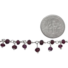 Load image into Gallery viewer, Brass Silver Plated 3.53mm Width by 2.35mm Length Natural Hand Cut Garnet Stone, With One of 3.22mm Width by 2.60mm Length Garnet Stone Hanging off the Chain, Gem Stone Chain. Price per: 1 Inch.