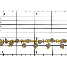 Load image into Gallery viewer, Brass Gold Plated 3.35mm Width by 2.44mm Length Natural Hand Cut Labradorite Stone, With One of 3.12mm Width by 2.51mm Length Labradorite Stone Hanging off the Chain, Gem Stone Chain. Price per: 1 Inch.