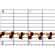 Load image into Gallery viewer, Brass Gold Plated 3.61mm Width by 2.44mm Length Natural Hand Cut Ruby (Dyed) Stone, With One of 3.50mm Width by 2.35mm Length Ruby (Dyed) Stone Hanging off the Chain, Gem Stone Chain. Price per: 1 Inch.