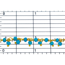 Load image into Gallery viewer, Brass Gold Plated 3.15mm Width by 2.15mm Length Natural Hand Cut Turquoise Stone, With One of 3.04mm Width by 2.55mm Length Turquoise Stone Hanging off the Chain, Gem Stone Chain. Price per: 1 Inch.