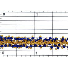 Load image into Gallery viewer, Brass Gold Plated 1.7mm Width by 2.35mm Length Cable Chain, With Two of 2.0mm Width / Length Lapis Shade Seed Bead Hanging off the Chain, Gem Stone Chain. Price per: 1 Inch.