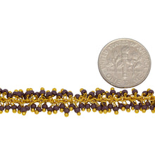 Load image into Gallery viewer, Brass Gold Plated 1.7mm Width by 2.35mm Length Cable Chain, With Two of 2.0mm Width / Length Sugilite Shade Seed Bead Hanging off the Chain, Gem Stone Chain. Price per: 1 Inch.