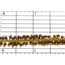 Load image into Gallery viewer, Brass Gold Plated 1.7mm Width by 2.35mm Length Cable Chain, With Two of 2.0mm Width / Length Sugilite Shade Seed Bead Hanging off the Chain, Gem Stone Chain. Price per: 1 Inch.