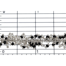 Load image into Gallery viewer, Brass Silver Plated 1.7mm Width by 2.35mm Length Cable Chain, With Two of 2.0mm Width / Length Black and White Shade Seed Bead Hanging off the Chain, Gem Stone Chain. Price per: 1 Inch.