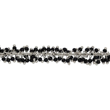 Load image into Gallery viewer, Chain by Foot. Brass Silver Plated 1.7mm Width by 2.35mm Cable Chain, With Two of 2.0mm Width by 1.71mm Length Black Spinel Shade Seed Bead Hanging off the Chain, Gem Stone Chain. Price per: 1 Inch.