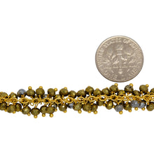 Load image into Gallery viewer, Brass Gold Plated 2.26mm Width by 3.12mm Length Cable Chain, With Two of 3.4mm Width by 2.8mm Length Pyrite Stone Hanging off the Chain, Gem Stone Chain. Price per: 1 Inch.