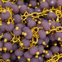 Load image into Gallery viewer, Brass Gold Plated 2.5mm Width by 3.6mm Length Cable Chain, With Two of 3.4mm Width by 2.7mm Length Sugilite Stone Hanging off the Chain, Gem Stone Chain. Price per: 1 Inch.