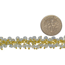 Load image into Gallery viewer, Brass Gold Plated 2.5mm Width by 3.6mm Length Cable Chain, With Two of 3.4mm Width by 2.8mm Length Opalite Stone Hanging off the Chain, Gem Stone Chain. Price per: 1 Inch.